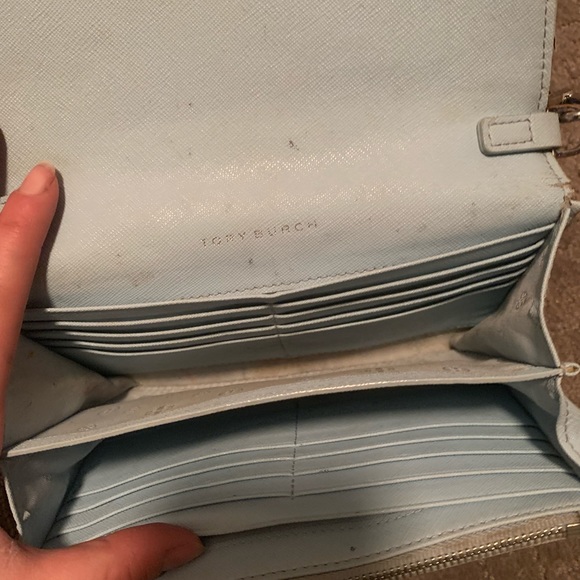 Tory Burch Robinson wallet crossbody satchel bag light blue - Picture 6 of 14
